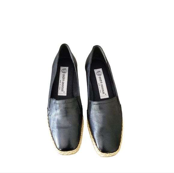 André Assous Black Espadrille Low Wedge - Picture 7 of 8